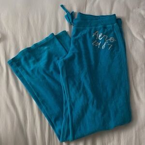 y2k aero blue velour sweats, lowrise & flare bottom